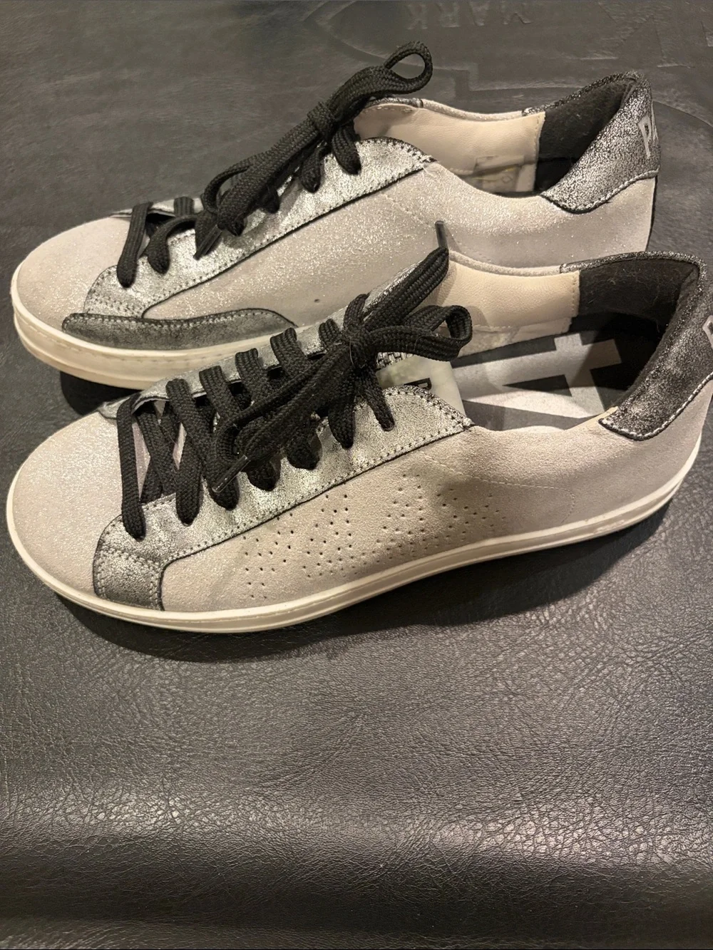 P448 Women's Gray and Black Sparkle Low-Top Sneakers 38